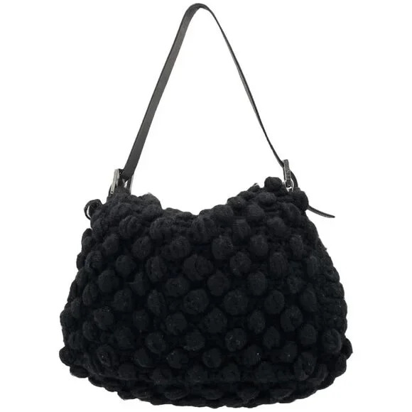 Fendi Black Crochet Wool Knit Mama Baguette Shoulder Bag - Picture 4 of 8